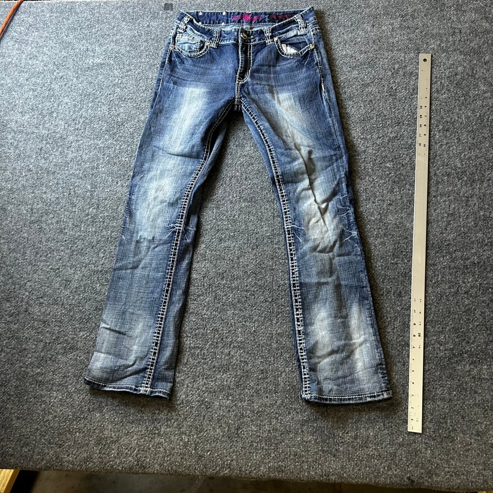Rock and Roll Cowgirl Jeans Womens Size 27 Blue Boyfriend Fit Rhinestone Denim